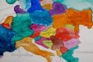 Brightly colored map of Europe